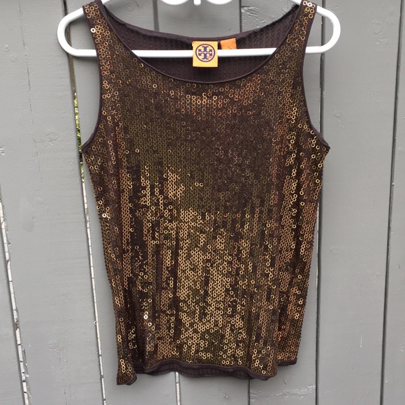 Tory Burch Tops - Tory Burch Gold Sequined Top Size S
